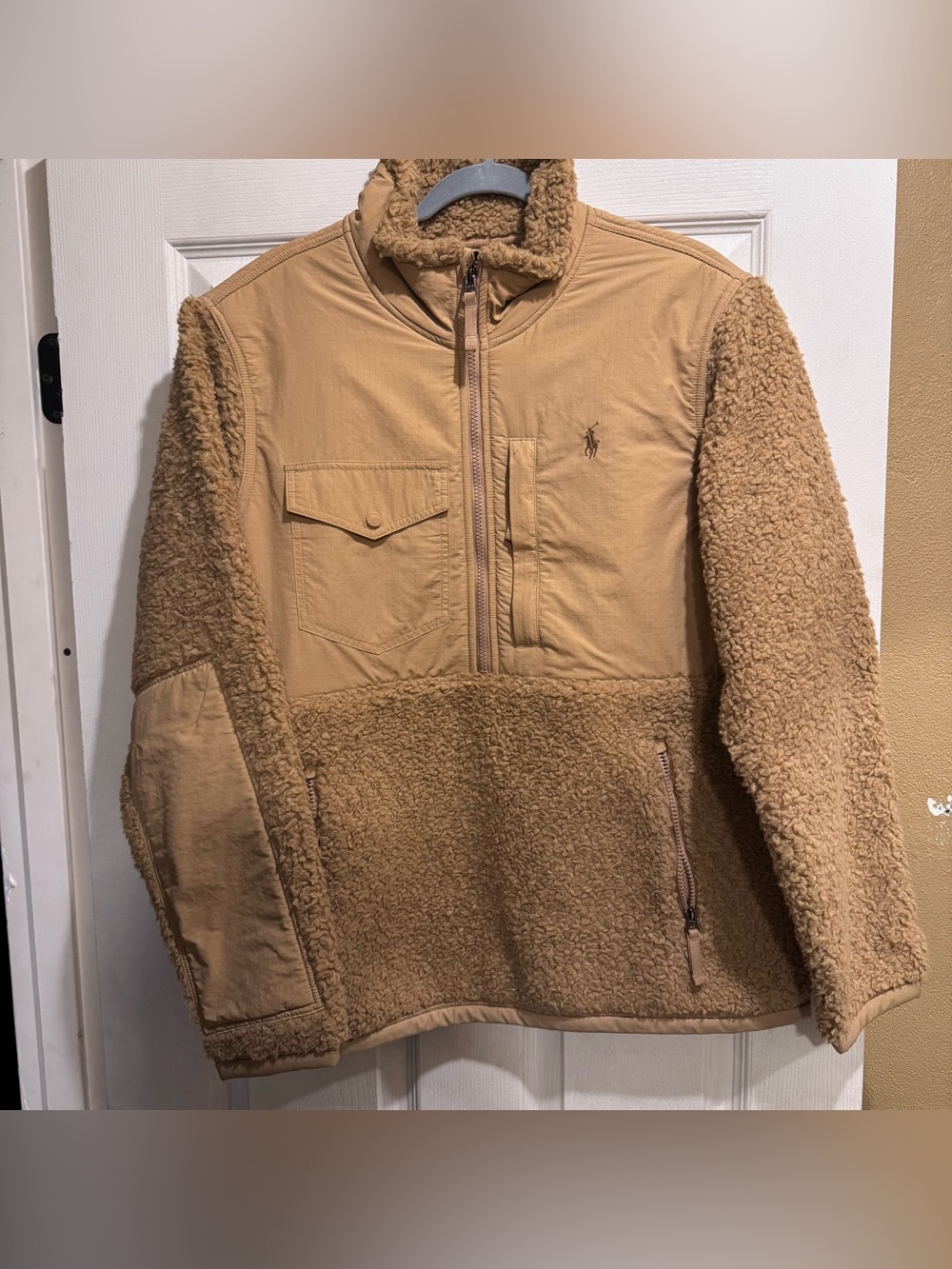 Polo by Ralph Lauren Men’s Large Classic Caramel Hybrid Half-Zip Pullover